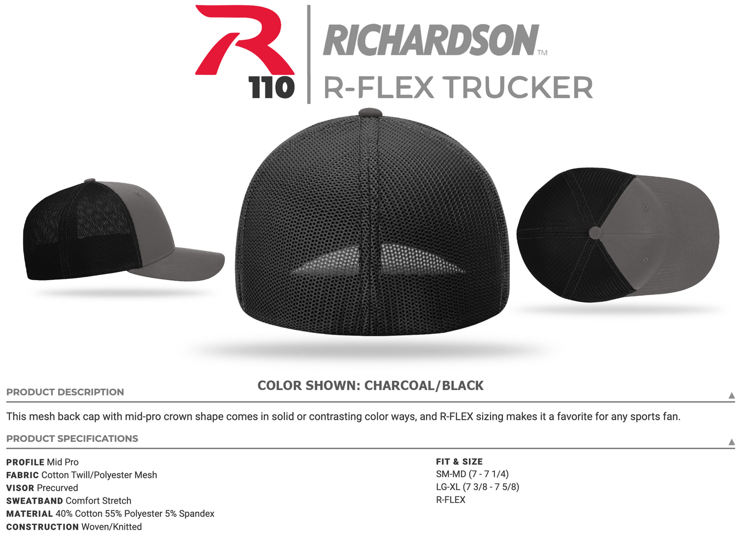 Side by Side USA Flag R-FLEX Richardson 110 Stretch Hat