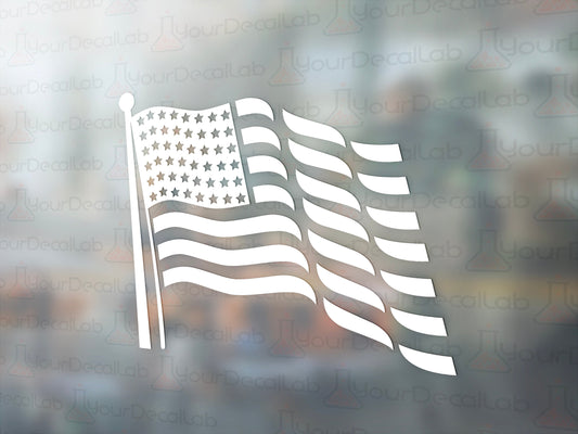 Waving American Flag Decal - Many Colors & Sizes