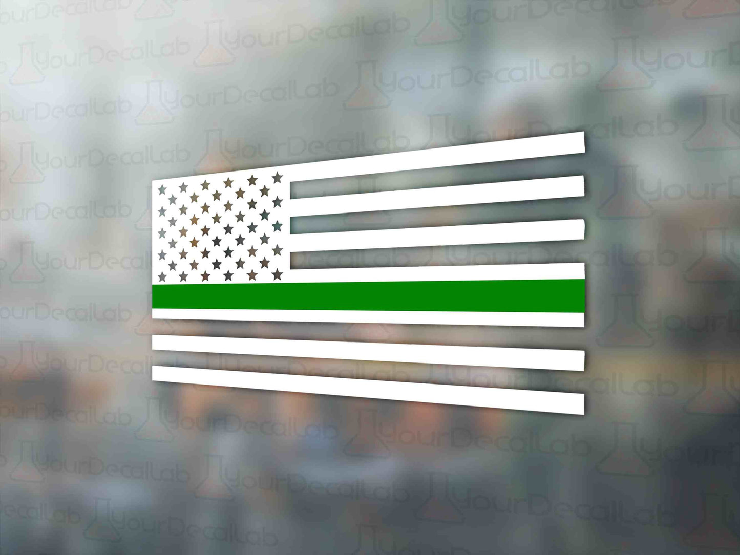 Green Line Decal American Flag - Many Colors & Sizes