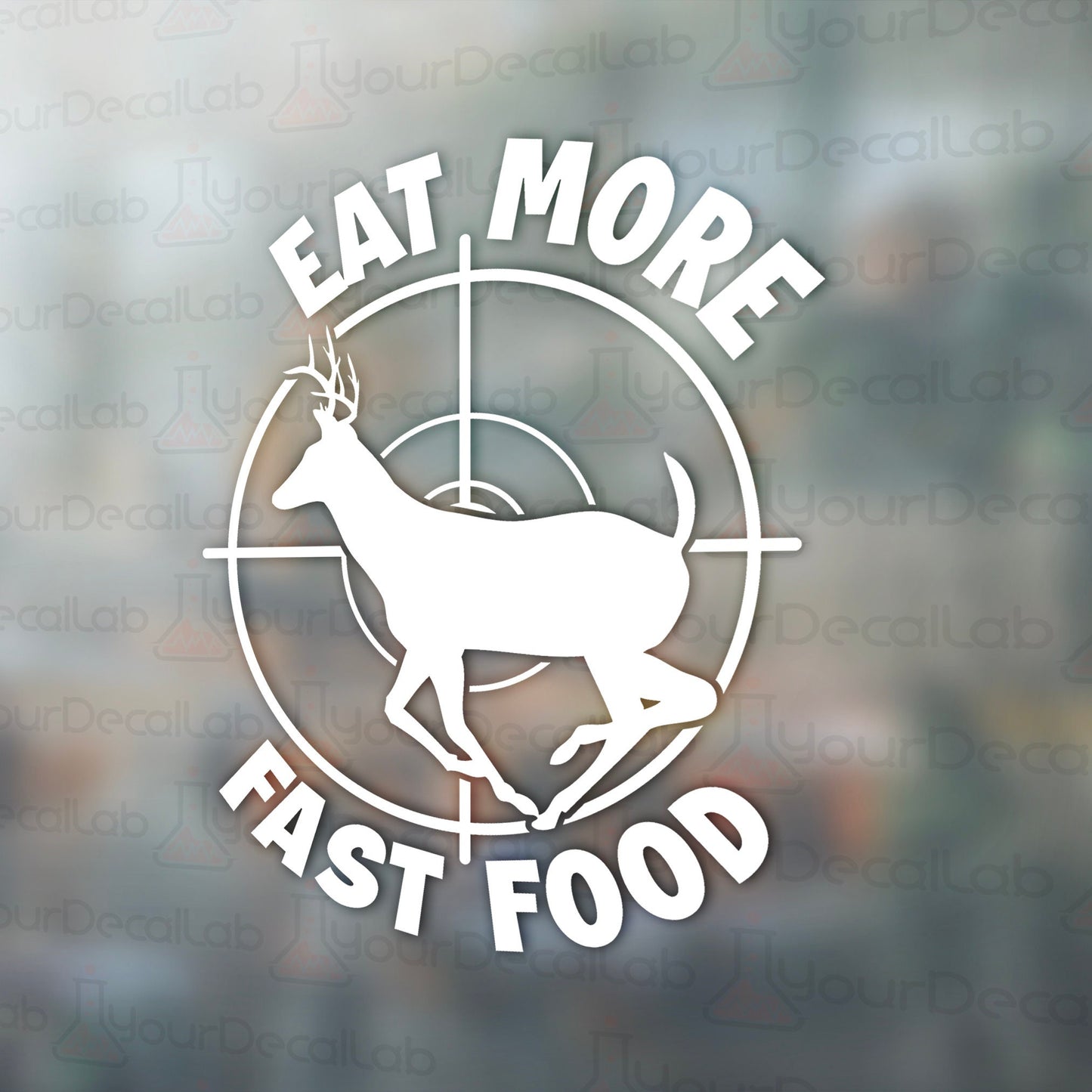a sticker that says eat more fast food