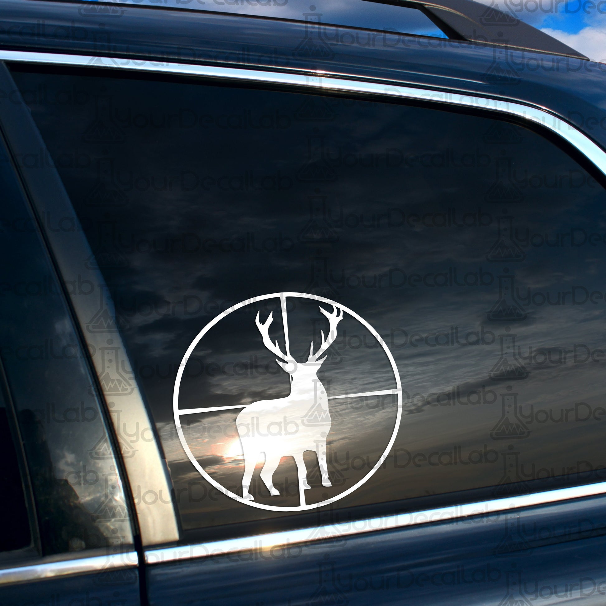 a car with a sticker of a deer on it