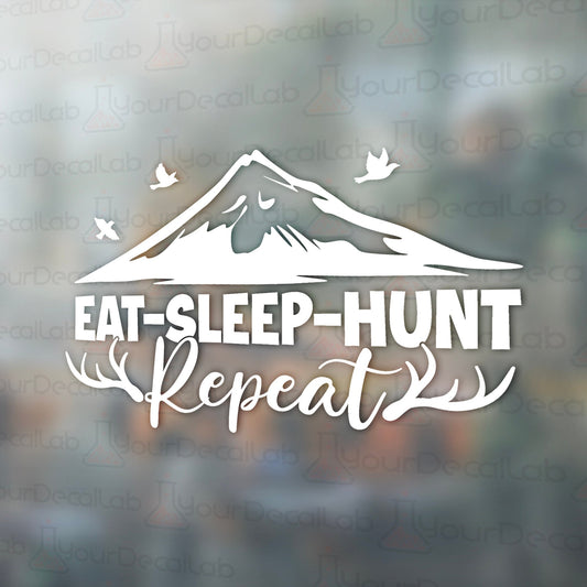 eat sleep hunt repeat sticker on a window