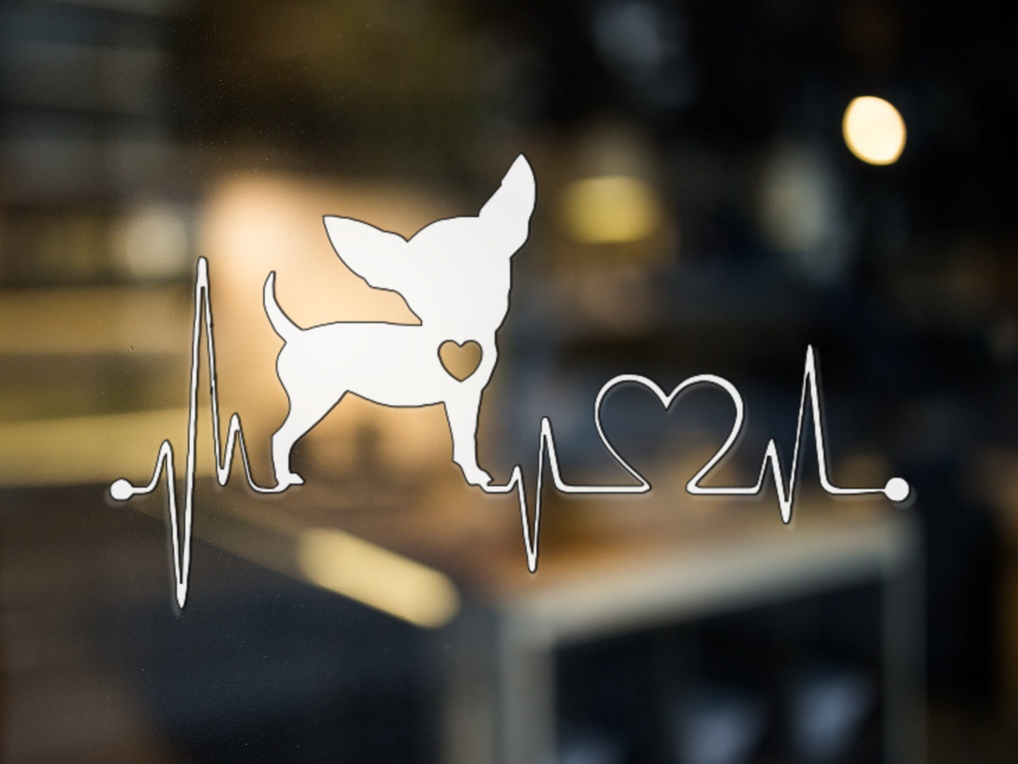 Chihuahua Lover Heartbeat Decal - Many Colors & Sizes