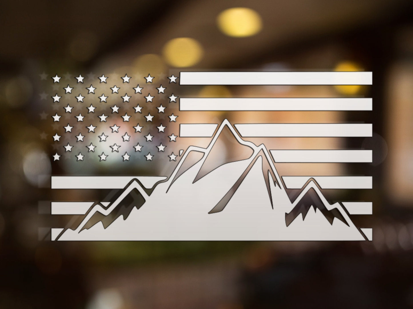 Mountain Range American Flag Decal - Many Colors & Sizes