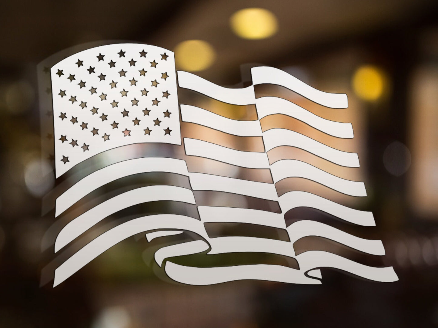 Wavy American Flag Decal - Many Colors & Sizes