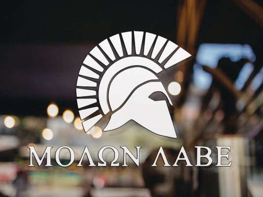 Spartan Head Molon Labe Decal - Many Colors & Sizes
