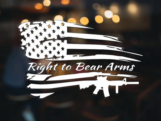 Right to Bear Arms USA Flag Decal - Many Colors & Sizes