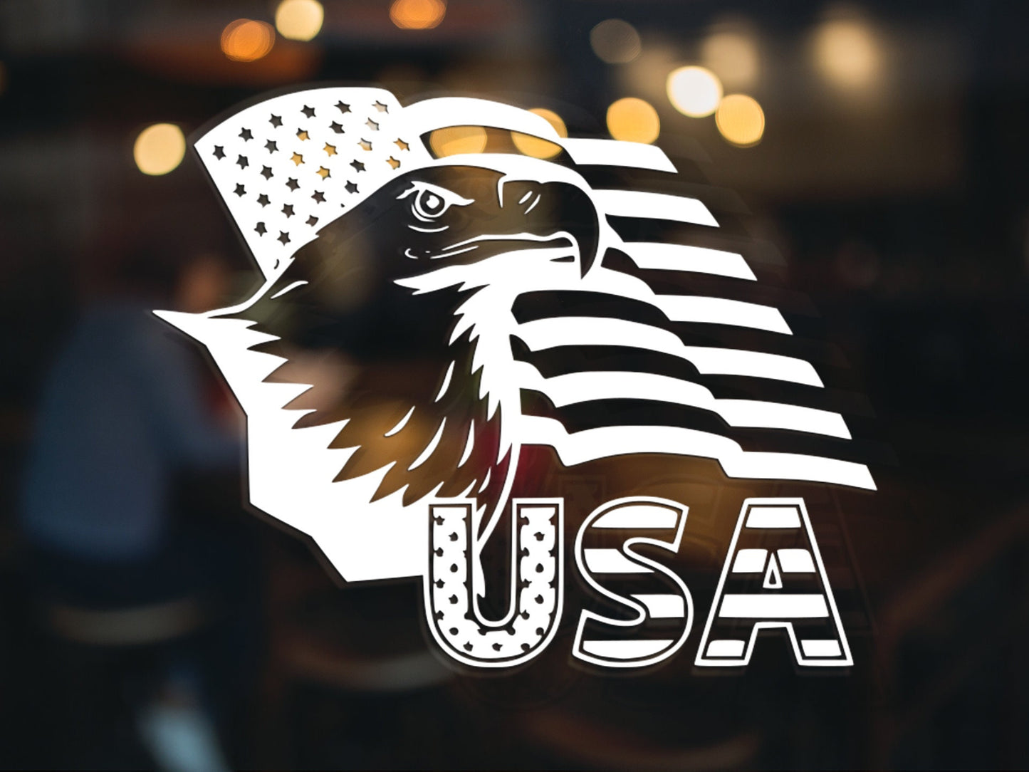 Eagle USA Flag Decal - Many Colors & Sizes