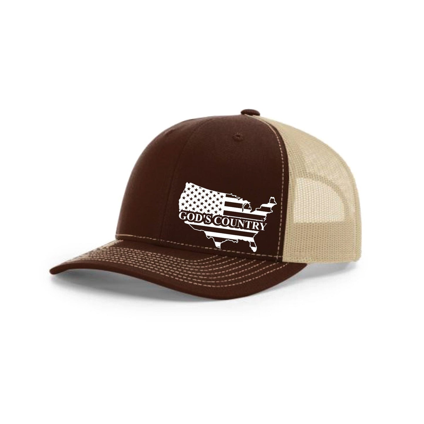 God's Country USA Flag R-FLEX Richardson 110 Stretch Trucker Hat