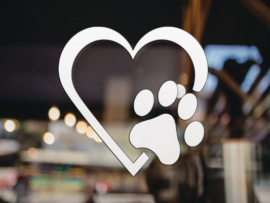 Pawprint Heart Decal - Many Colors & Sizes