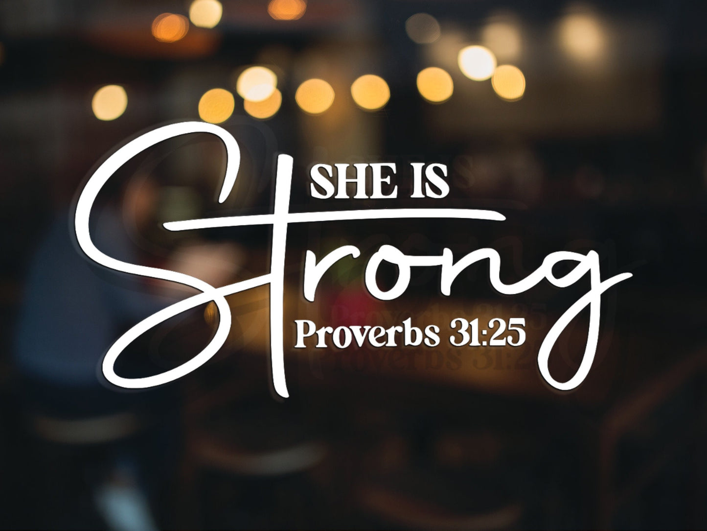 She is Strong Proverbs 31:25 Decal - Many Colors & Sizes