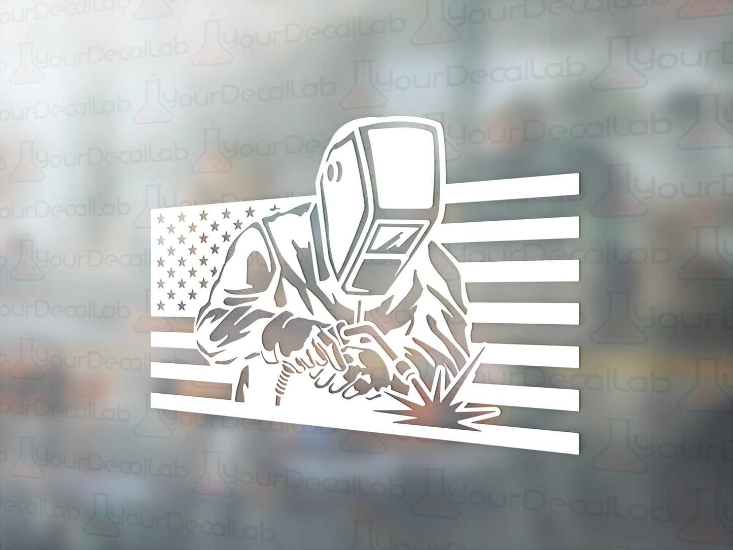 Welder American Flag Decal - Many Colors & Sizes