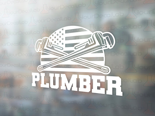 Plumber Flag Wrenches Decal - Many Colors & Sizes