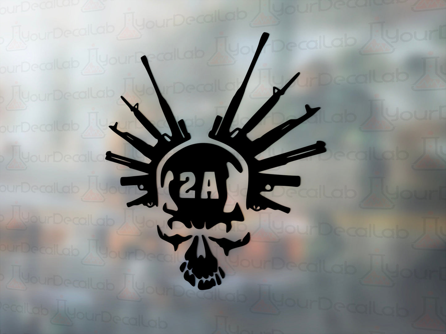 2A Skull Guns Decal - Many Colors & Sizes