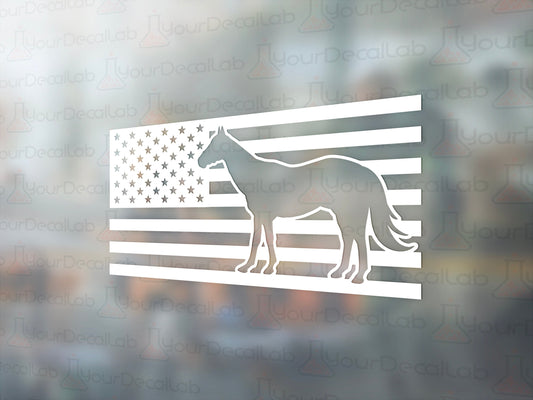 Horse USA Flag Decal - Many Colors & Sizes