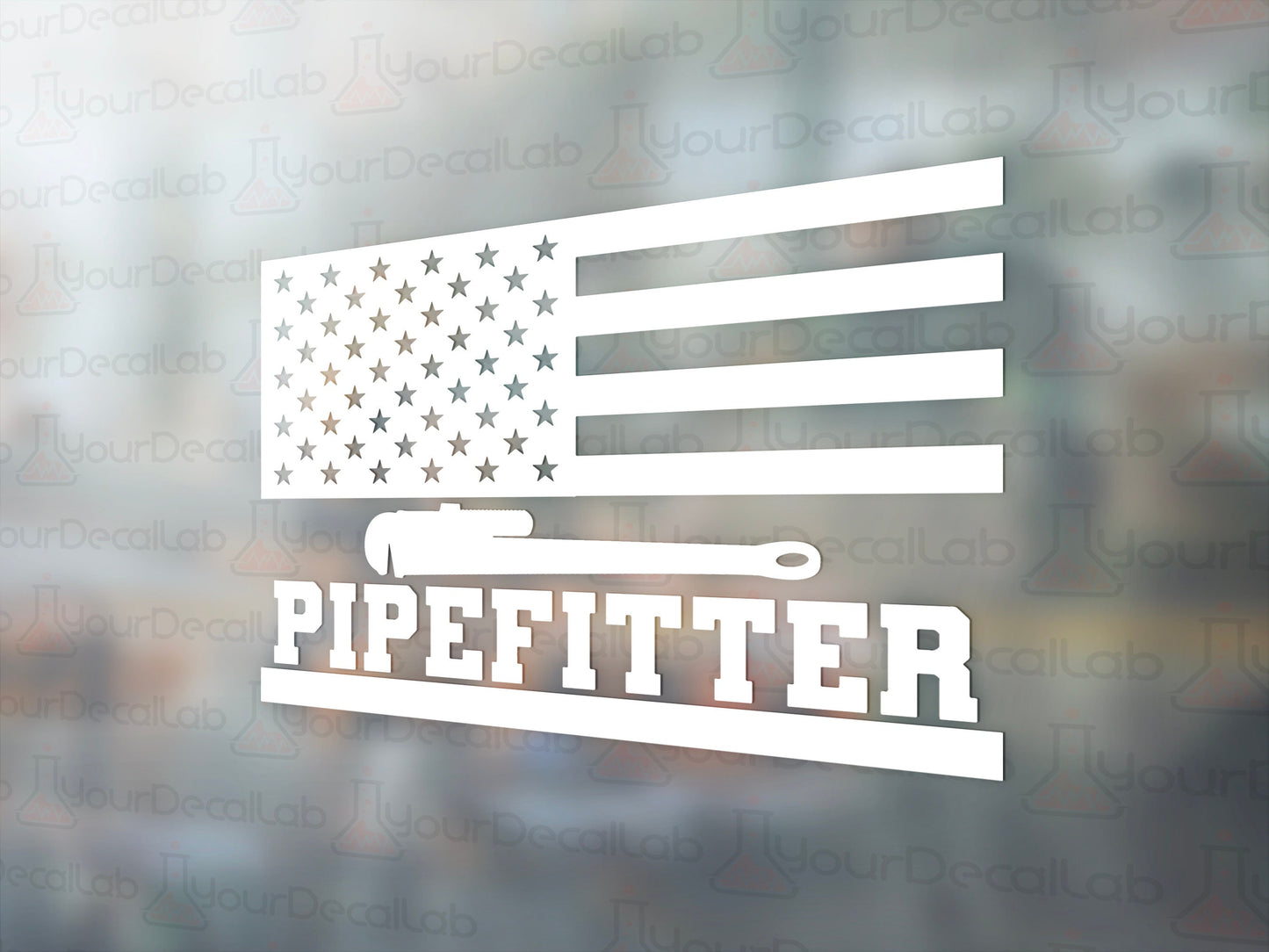 Pipefitter Flag Decal - Many Colors & Sizes
