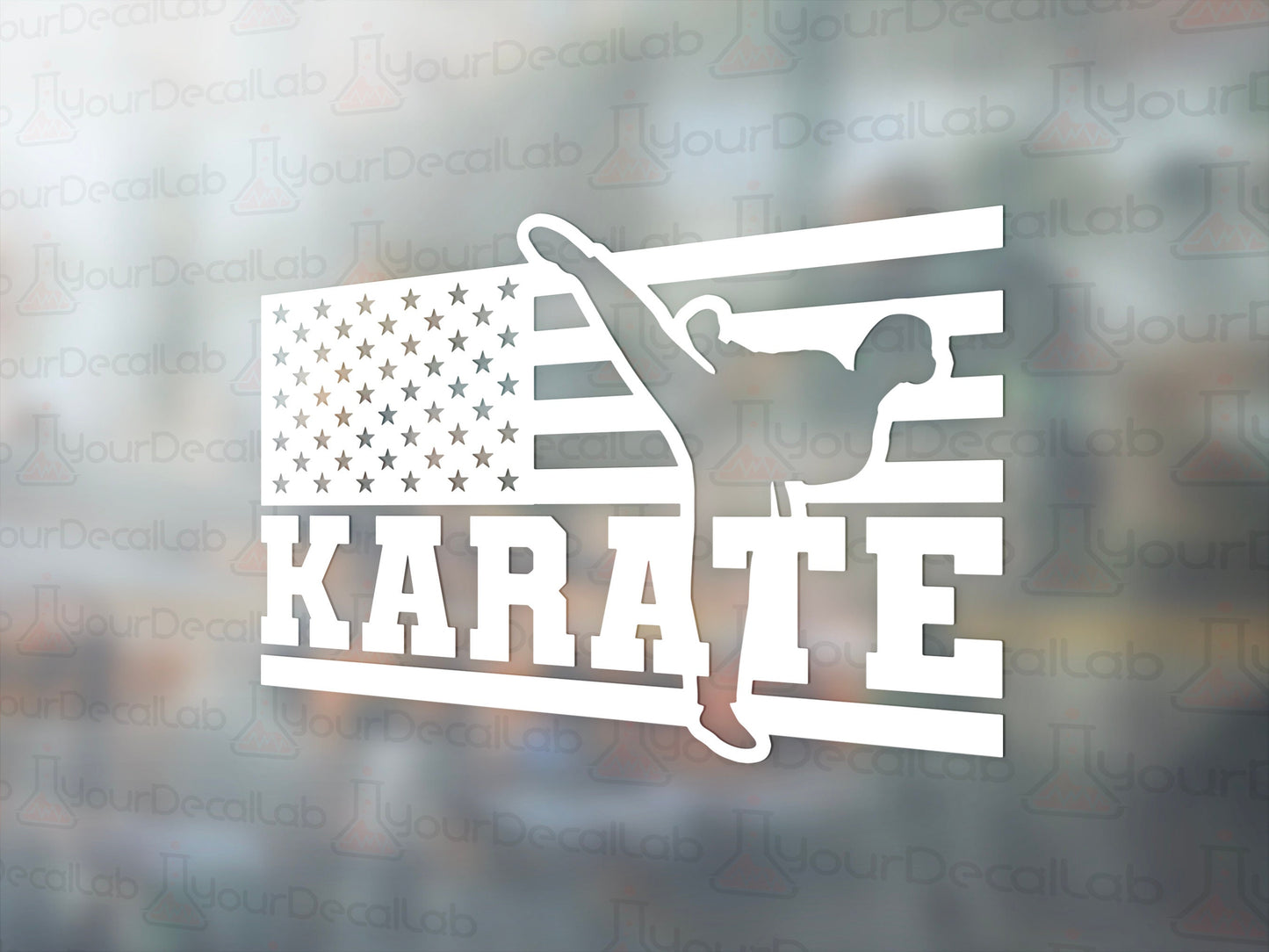 Karate American Flag Decal - Many Colors & Size