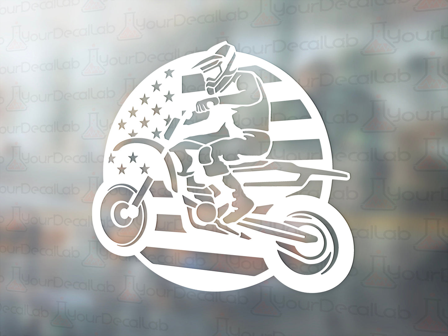 Motocross American Flag Decal - Many Colors & Size