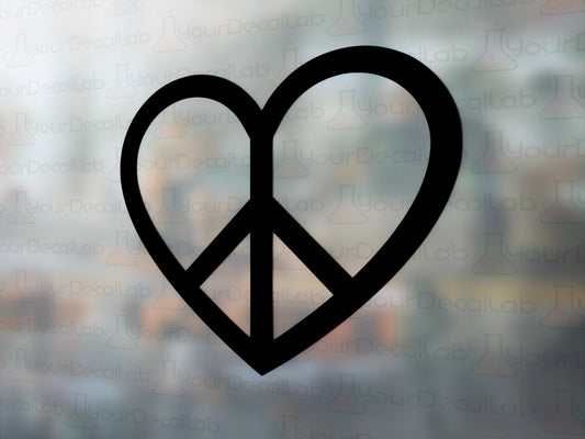 Peace Heart Decal - Many Colors & Sizes