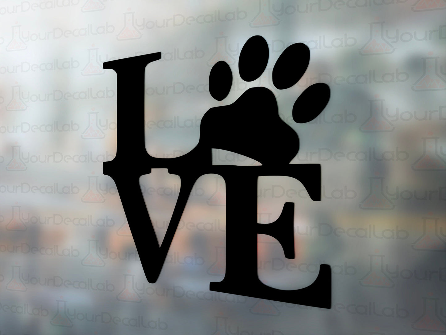 Love Paw Print Decal - Many Colors & Sizes