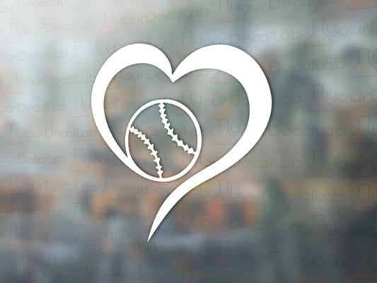 Baseball Heart Decal - Many Colors & Sizes