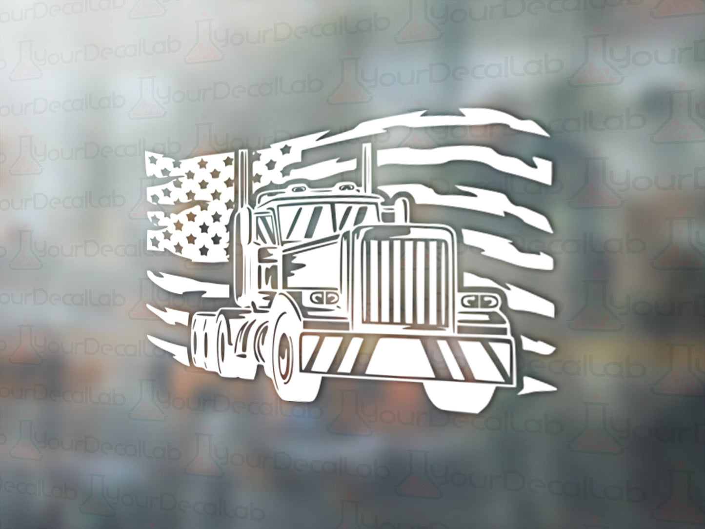 18 Wheeler American Flag Decal - Many Colors & Sizes