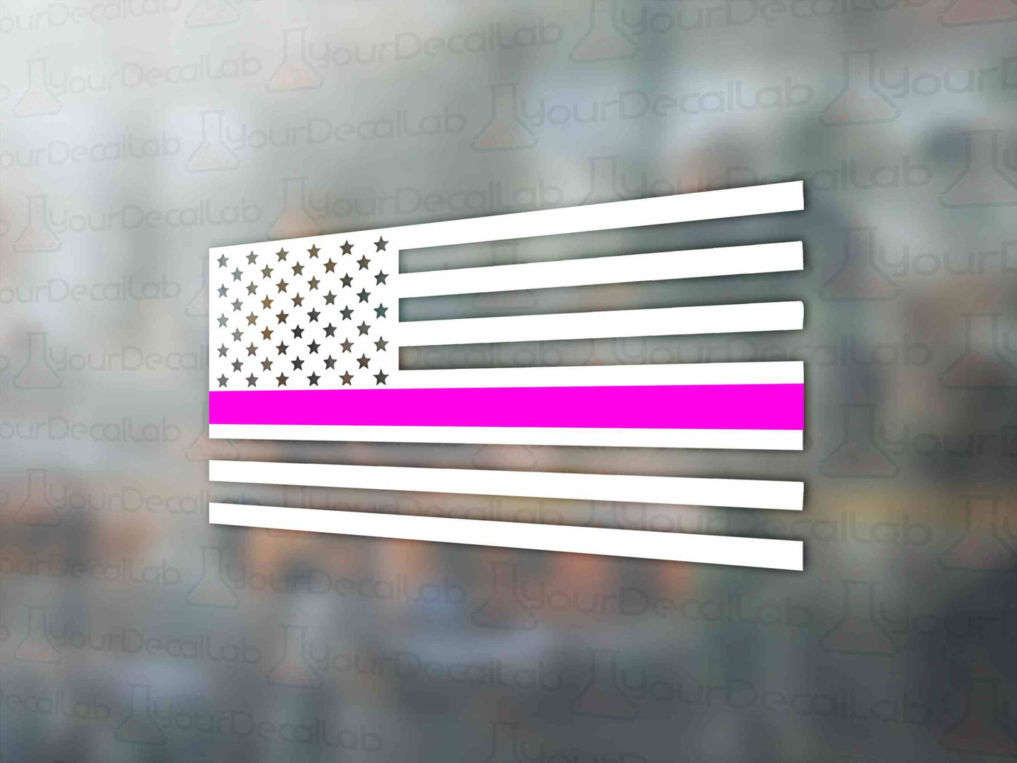 Pink Line Decal American Flag - Many Colors & Sizes