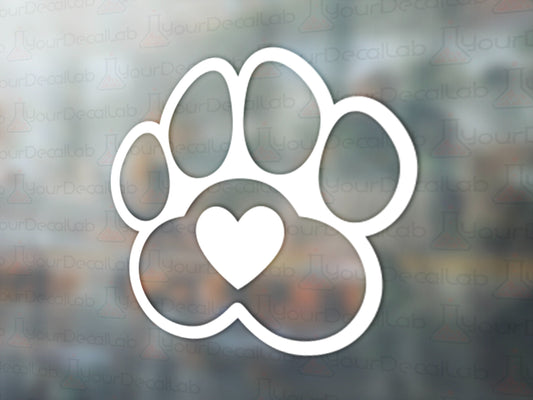 Pawprint Heart Decal - Many Colors & Sizes