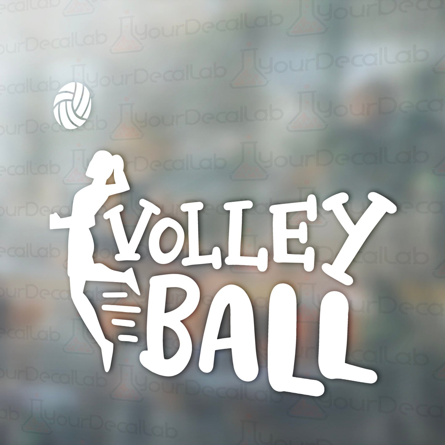 a volleyball sticker that says volley ball