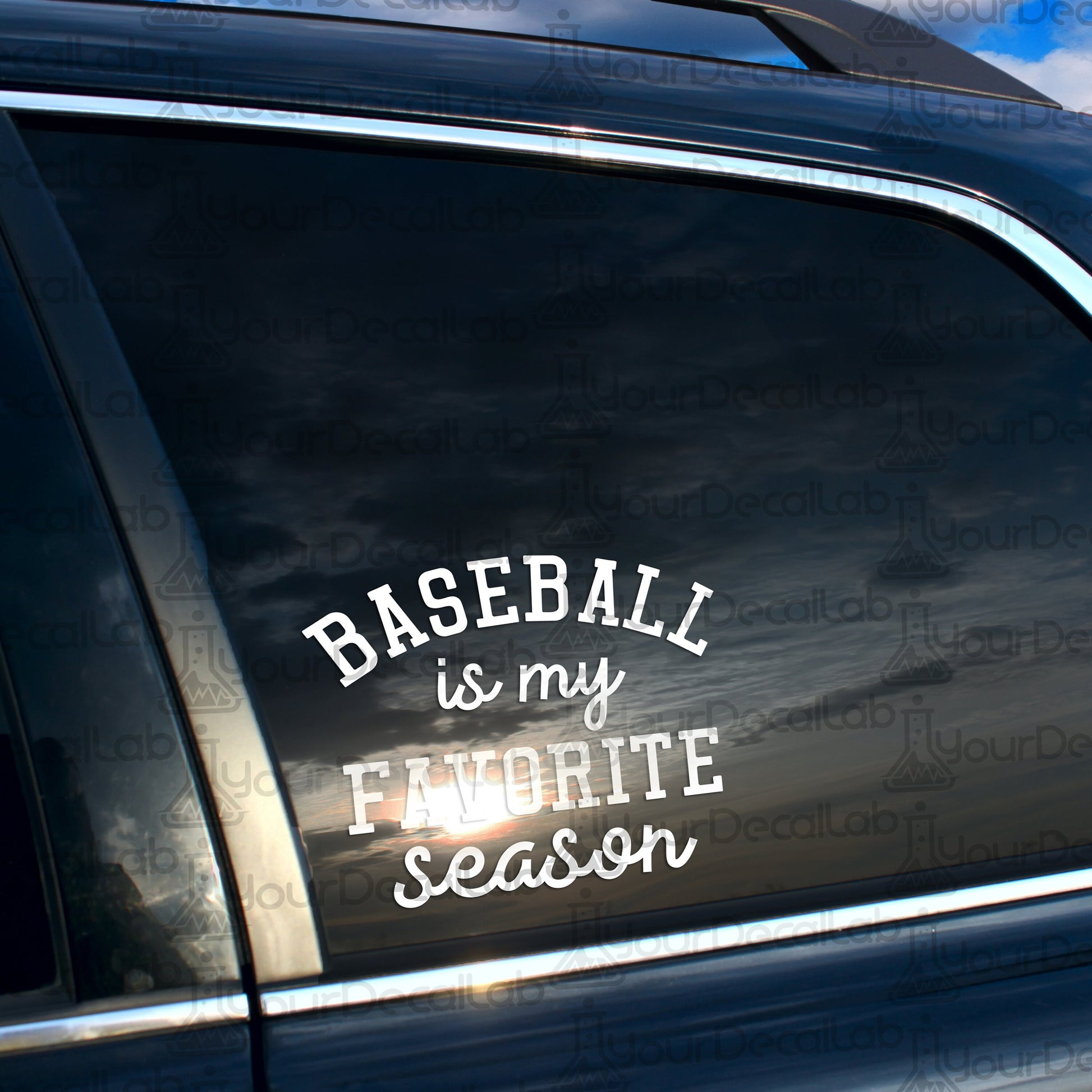 a baseball is my favorite season decal on a car
