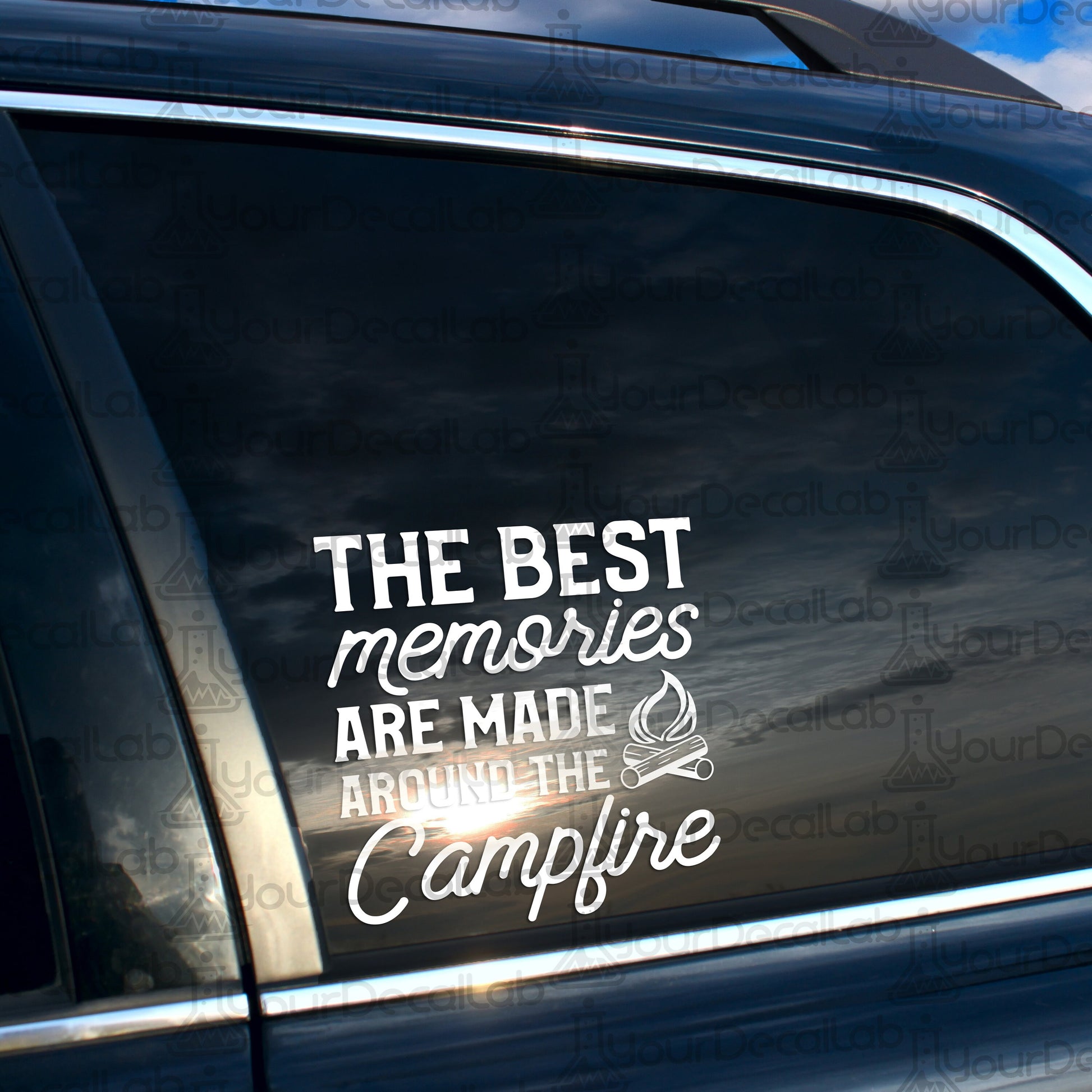 a car with the words the best memories are made around the campfire