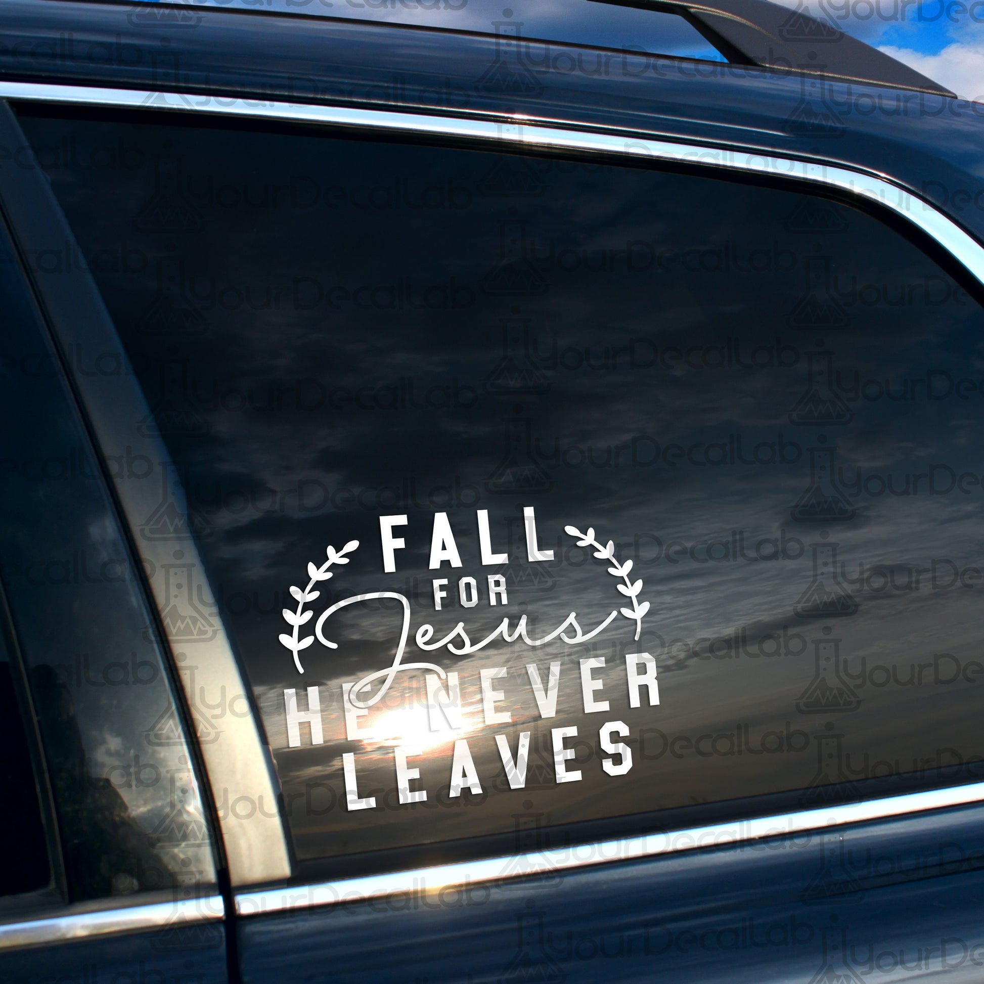 a car with a sticker that says fall for jesus
