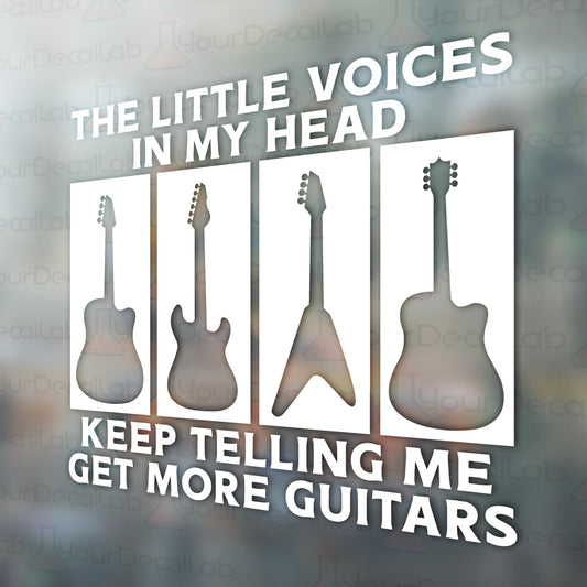 a picture of a guitar with the words, the little voice in my head keep