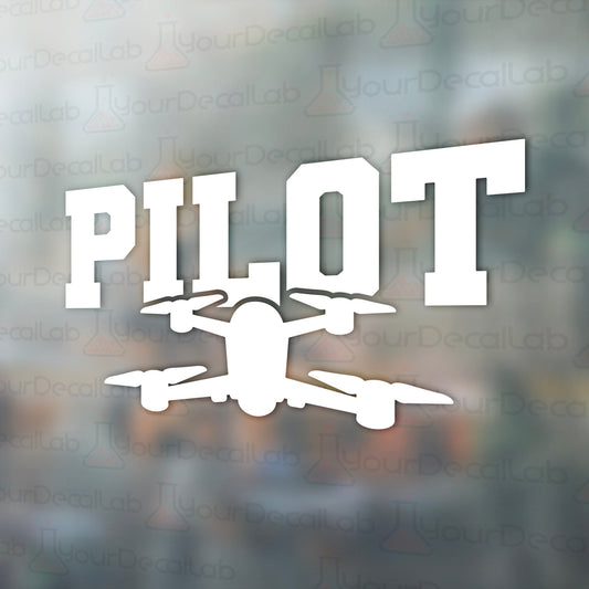 a white sticker with the word pilot on it