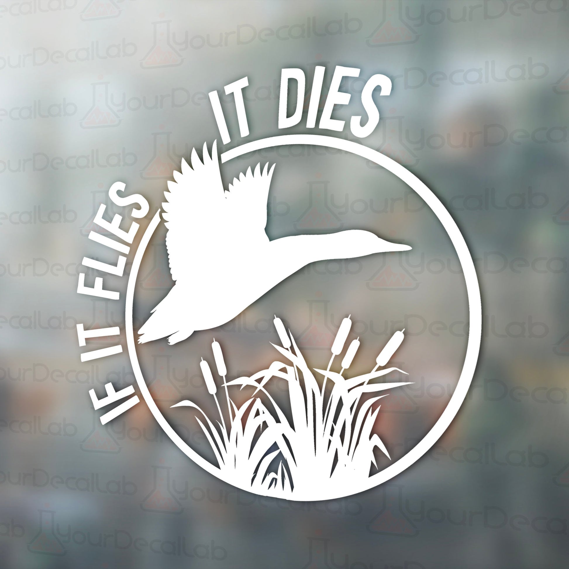 a white sticker with the words life flies it dies