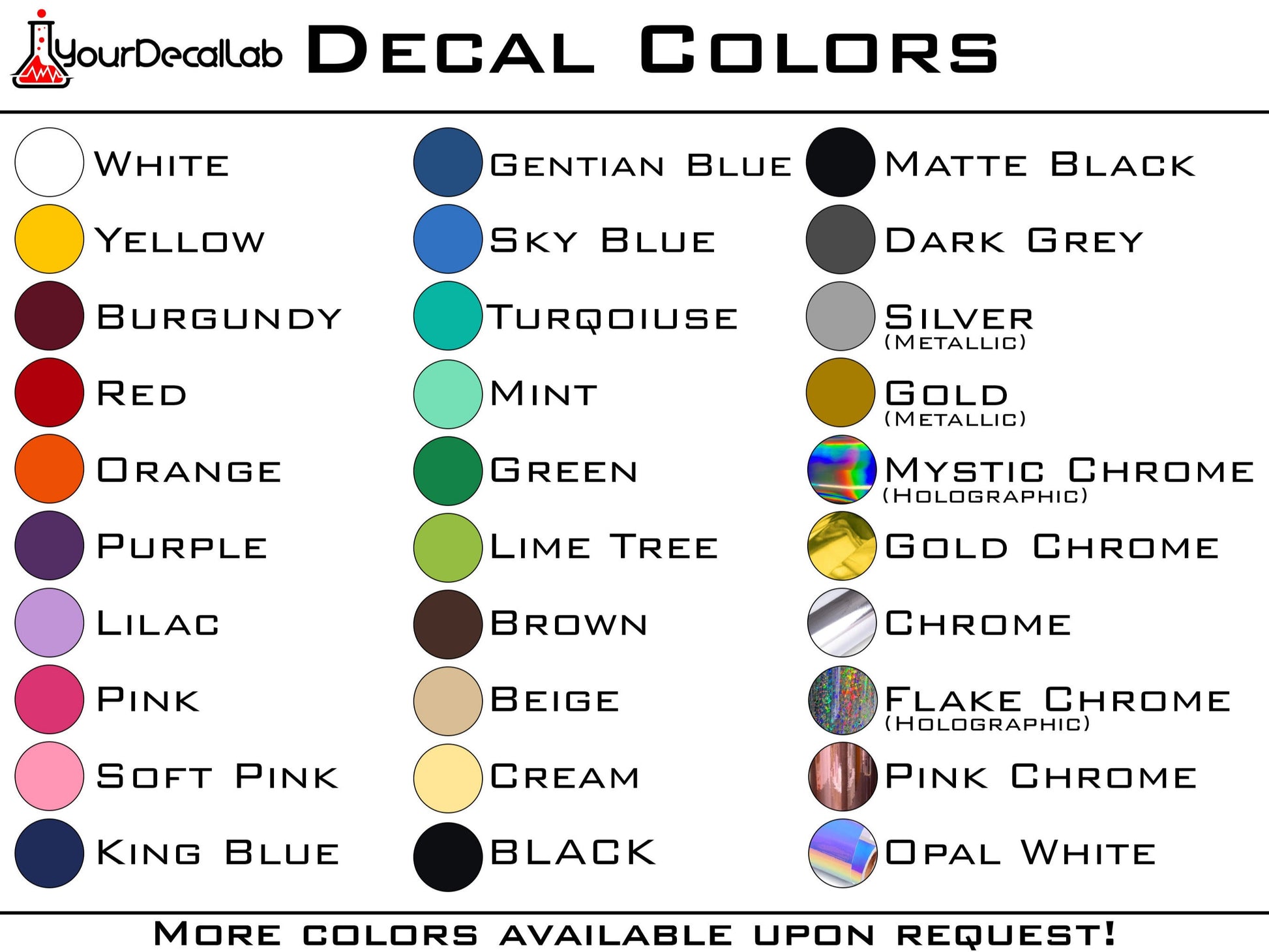 a color chart for different colors of paint
