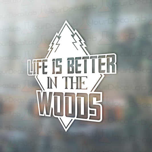 a picture of the words life is better in the woods