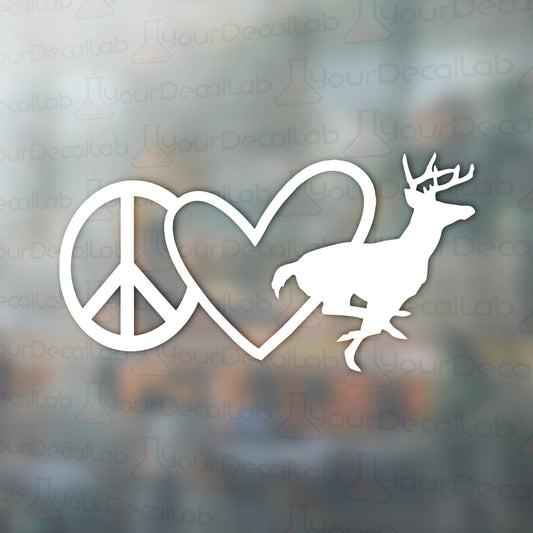 a peace sign and a deer with a heart