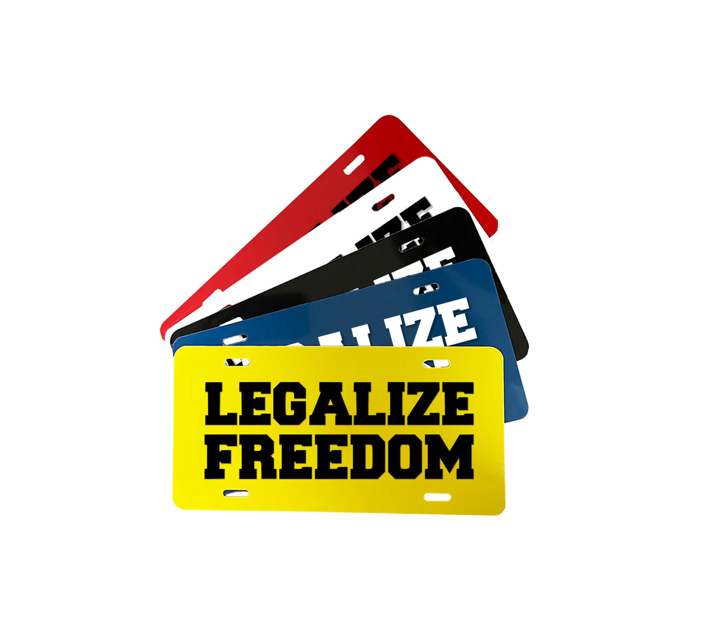 a yellow license plate that says legalize freedom