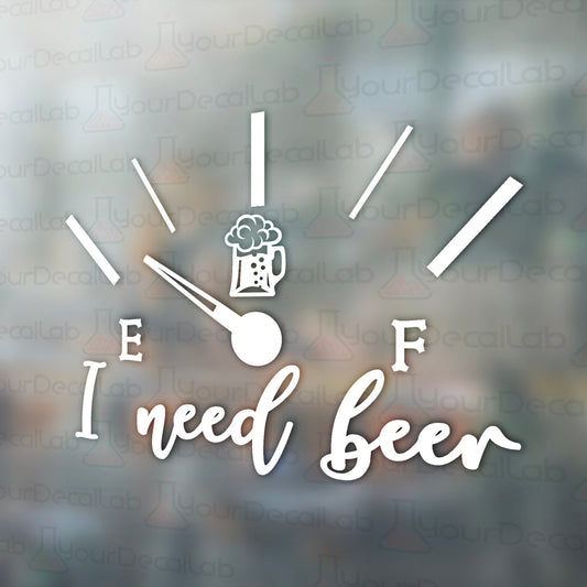a car window with the words beer and a clock