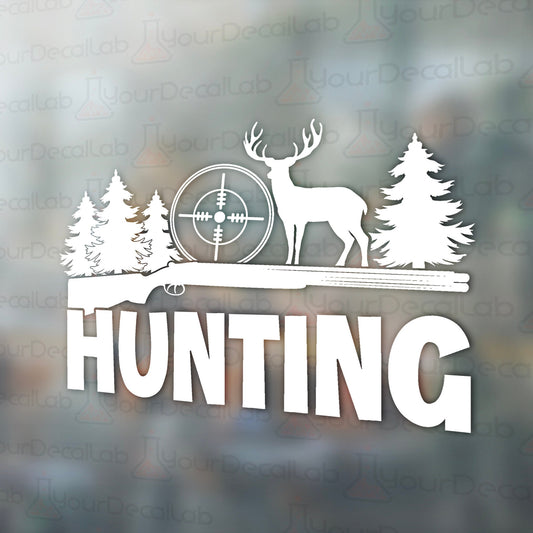 a hunting sticker on a glass window