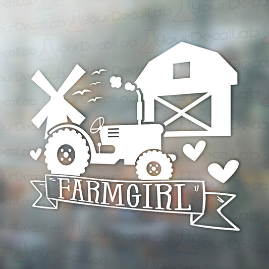 a farm girl sticker on a window