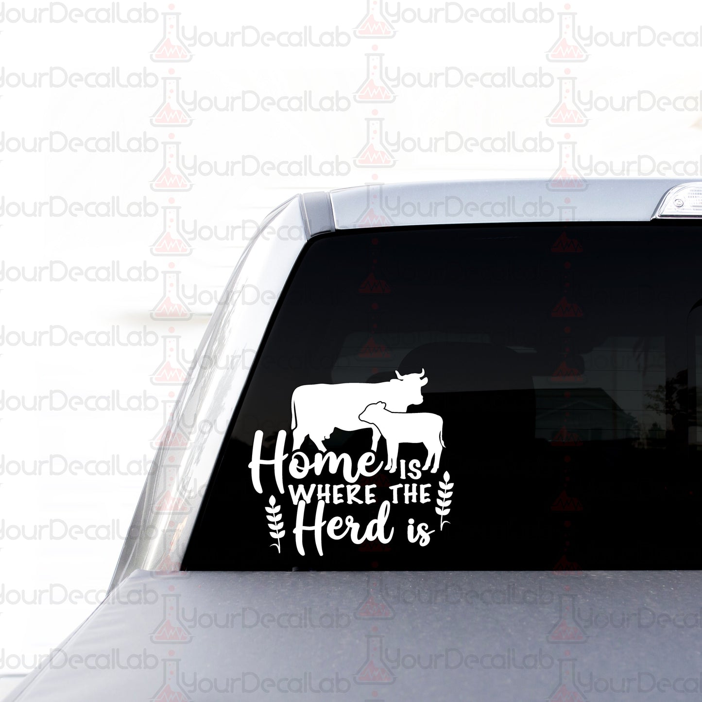 a sticker on the back of a car that says, home is where the