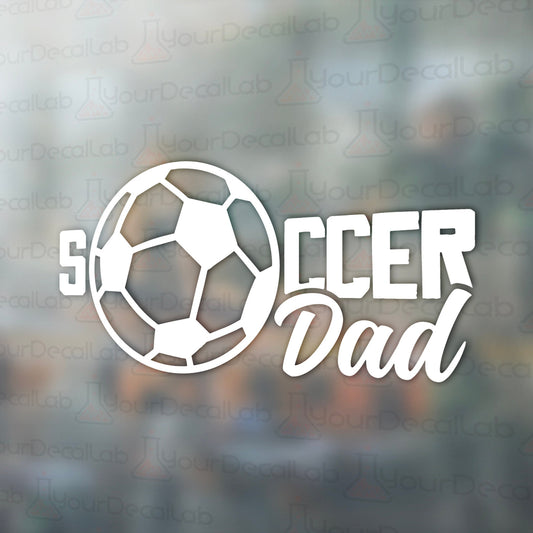 a soccer ball with the words soccer dad on it