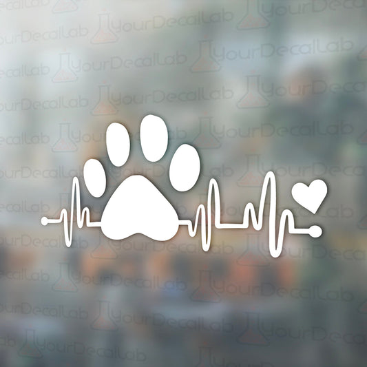 a dog&#39;s paw and heartbeat with a heart on it