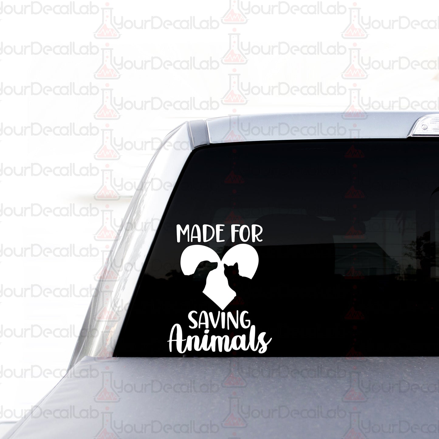 made for saving animals sticker on the back of a car