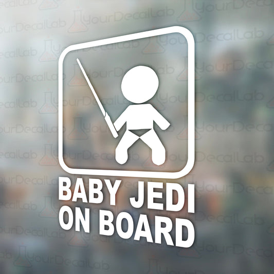 a baby jedi on board sticker on a glass door