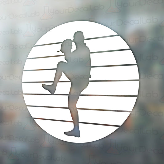 a silhouette of a woman running in a circle