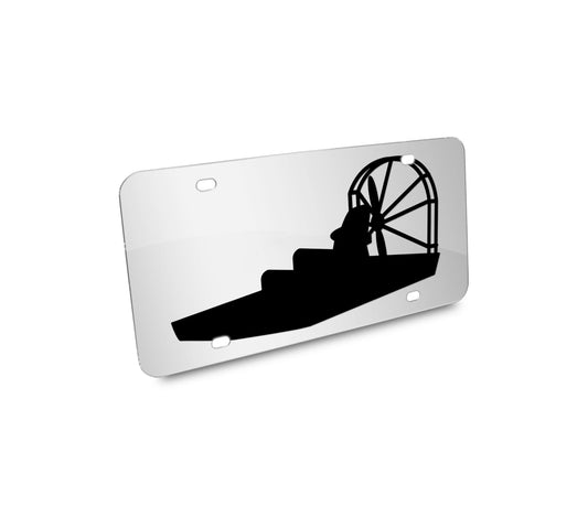 a white license plate with a black silhouette of a ferris wheel